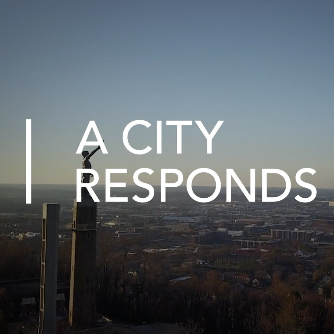 Bloomberg Philanthropies, A City Responds, aerial city view with tower in foreground
